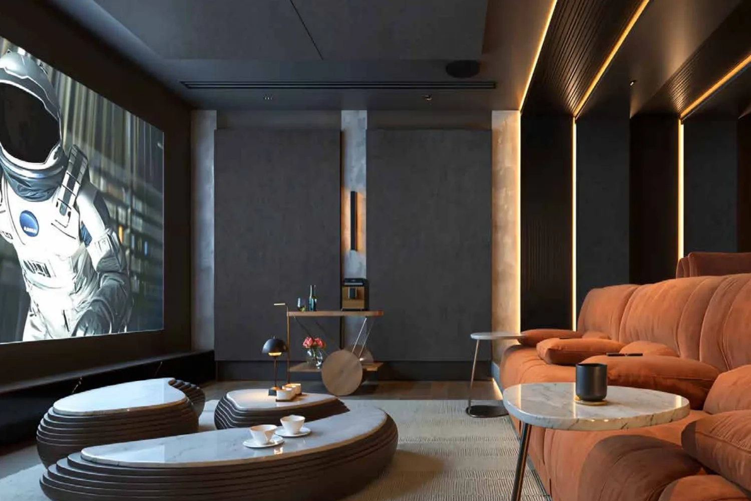 Artnovion ChromaX acoustic treatment in a dedicated home cinema